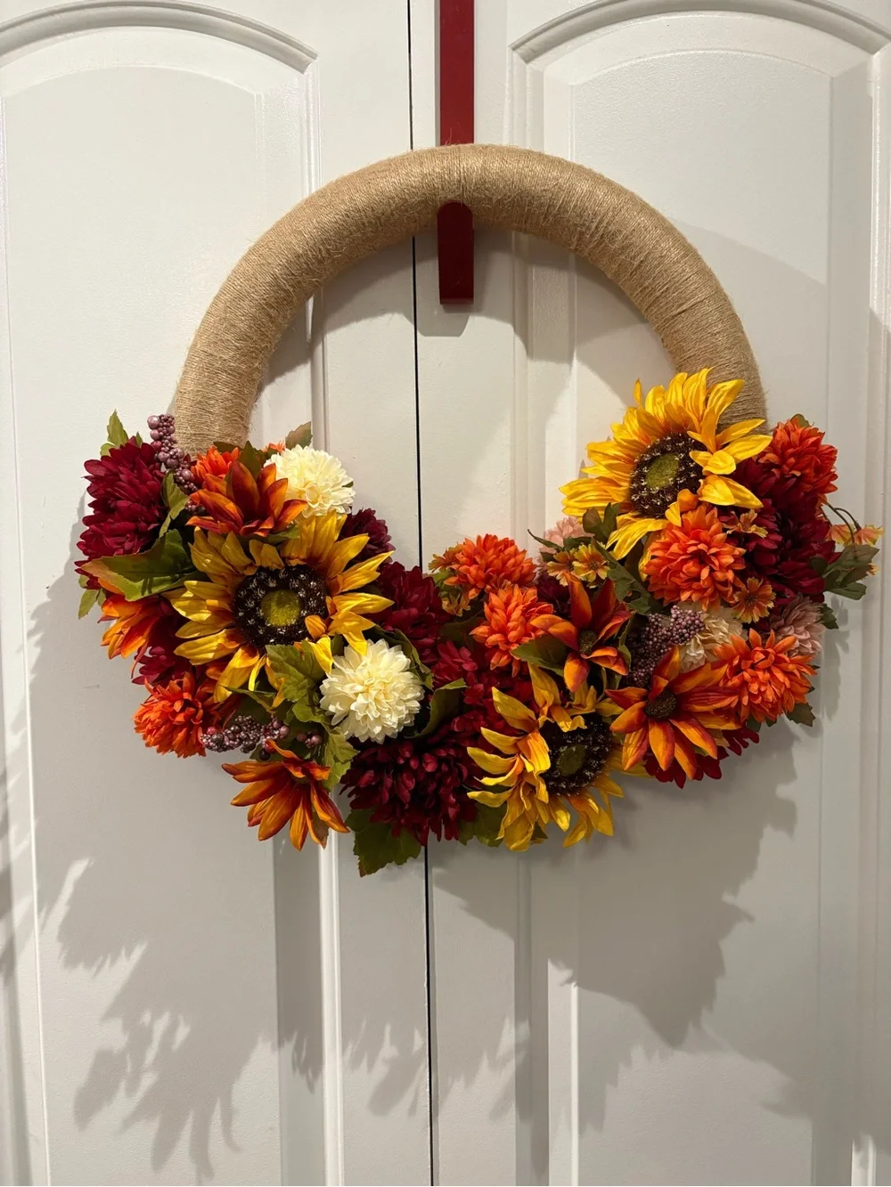 Hand Crafted Yellow & Orange Sunflower Fall Floral Wreath
